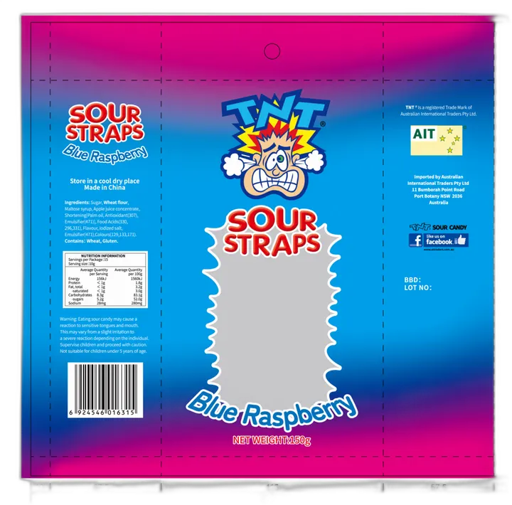 TNT Sour Blue Raspberry Straps