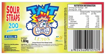 TNT Super Sour Straps Lemon